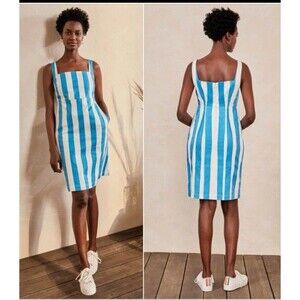 Boden Womens Yolande Shift Dress 2P Blue White Striped Summer Nautical